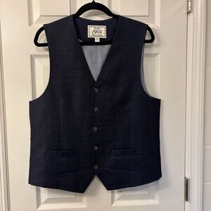 Jos. A. Bank Dark Blue Linen Vest, Size Medium